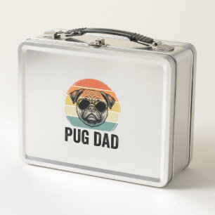Vintage Pug Dad Engraving Dog Lover Design_1 Metal Lunch Box