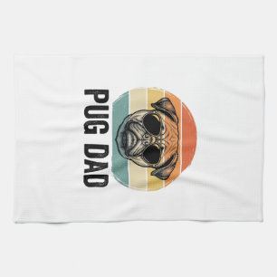 Vintage Pug Dad Engraving Dog Lover Design_1 Tea Towel