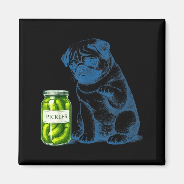 Vintage Pug Dog ckle Jar Magnet (Front)