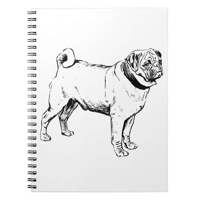 Vintage pug , dog clipart    notebook (Front)