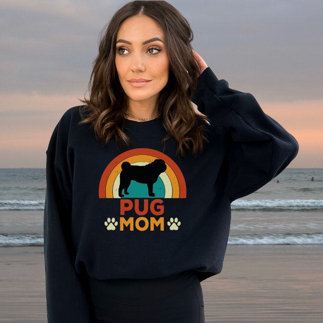 Vintage Pug Dog Mum Sunset  Sweatshirt (Creator Uploaded)