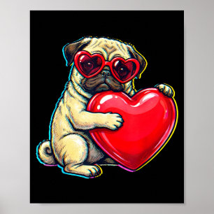 Vintage pug funny youth life dad mom retro dog poster
