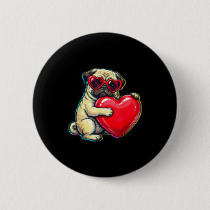 Vintage pug funny youth life dad mum retro dog 6 cm round badge