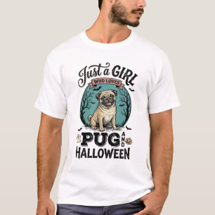 Vintage Pug Halloween Girl Dog Lover Shirt Design_