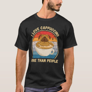 Vintage Pug I Love Cappuccino More Than People T-Shirt