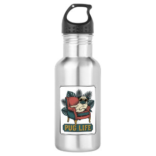 Vintage Pug Life Cool Dog Sunglasses Design_1 532 Ml Water Bottle