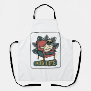 Vintage Pug Life Cool Dog Sunglasses Design_1 Apron