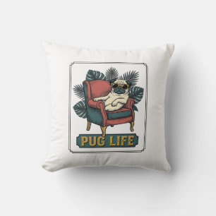Vintage Pug Life Cool Dog Sunglasses Design_1 Cushion