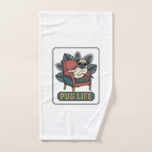Vintage Pug Life Cool Dog Sunglasses Design_1 Hand Towel