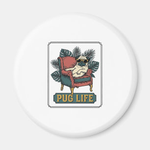 Vintage Pug Life Cool Dog Sunglasses Design_1 Magnet
