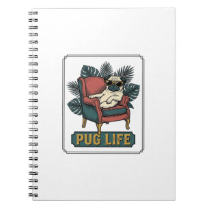 Vintage Pug Life Cool Dog Sunglasses Design_1 Notebook