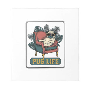 Vintage Pug Life Cool Dog Sunglasses Design_1 Notepad