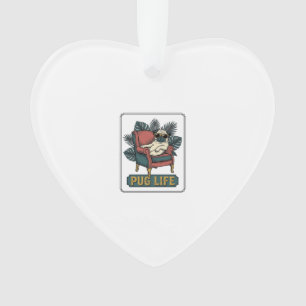 Vintage Pug Life Cool Dog Sunglasses Design_1 Ornament