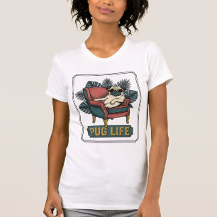 Vintage Pug Life Cool Dog Sunglasses Design_1 T-Shirt
