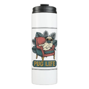 Vintage Pug Life Cool Dog Sunglasses Design_1 Thermal Tumbler