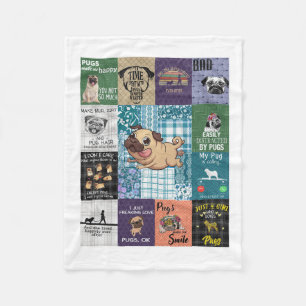 Vintage Pug Lover Gift, Idea Pug Owner Blanket