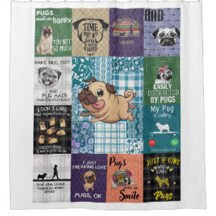 Vintage Pug Lover Gift, Idea Pug Owner Blanket Shower Curtain