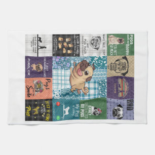 Vintage Pug Lover Gift, Idea Pug Owner Blanket Tea Towel