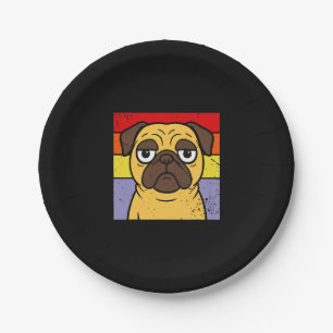Vintage Pug Sarcastic Silly Puppy Dog Lover Humor Paper Plate