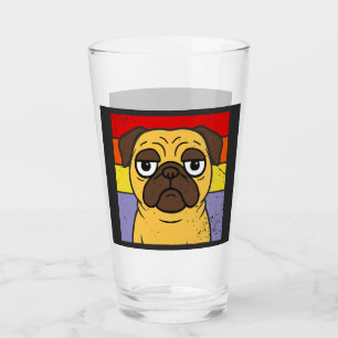 Vintage Pug Sarcastic Silly Puppy Dog Lover Humour Glass