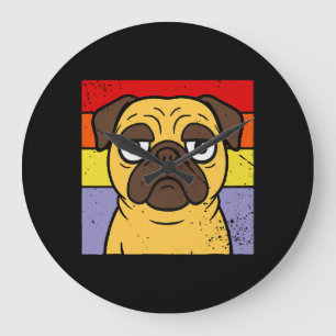 Vintage Pug Sarcastic Silly Puppy Dog Lover Humour Large Clock