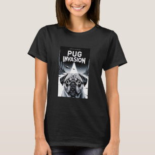 Vintage Pug UFO Encounters Funny UFO and Pug Selfi T-Shirt
