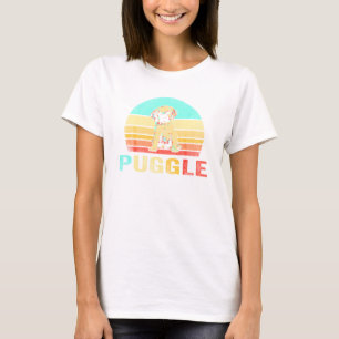Vintage Puggle Dog Sunset T-Shirt