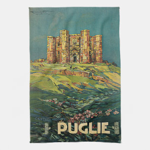 Vintage Puglia Italy Castle Travel Tea Towel
