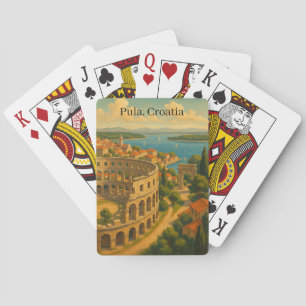 Vintage Pula Croatia Travel City View Playing Cards