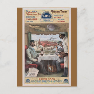 Vintage Pullman train cars Postcard