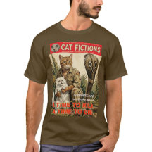 Vintage Pulp Fiction Cat Shirt | Retro Adventure M
