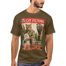 Vintage Pulp Fiction Cat Shirt | Retro Adventure M