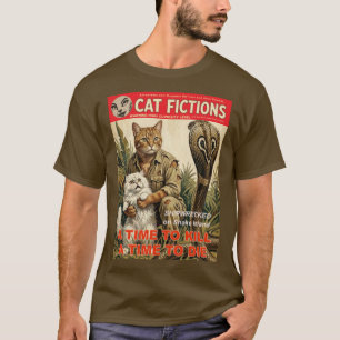 Vintage Pulp Fiction Cat Shirt Retro Adventure M