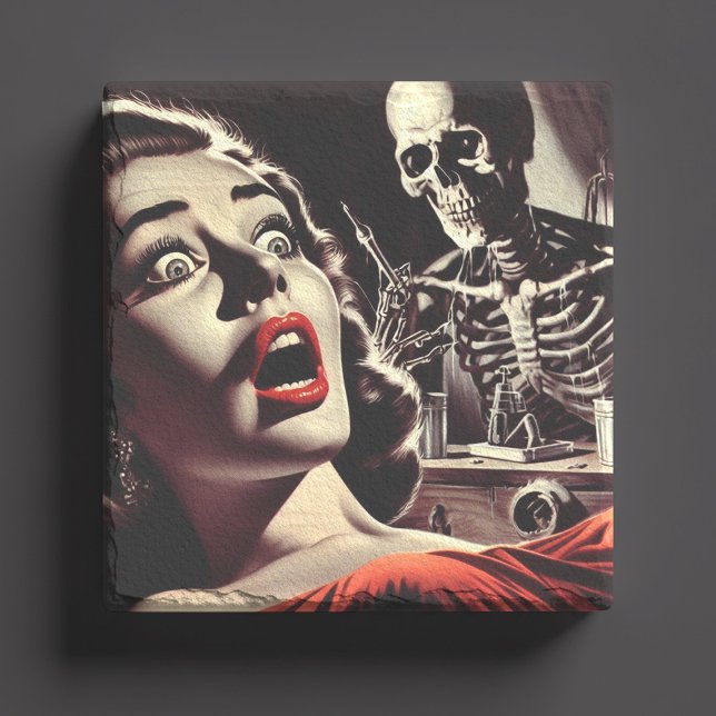 Vintage Pulp Horror Woman Stone Coaster (Creator Uploaded)