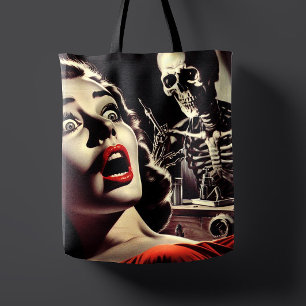 Vintage Pulp Horror Woman Tote Bag