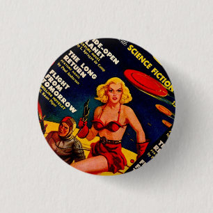 Vintage Pulp Paperback Sci-Fi Space Girl Cover 3 Cm Round Badge