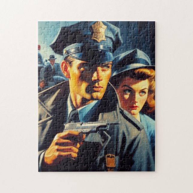 Vintage Pulp Police Illustration Jigsaw Puzzle (Vertical)