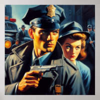 Vintage Pulp Police Illustration