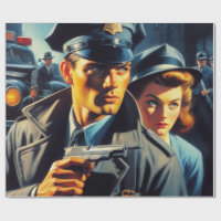 Vintage Pulp Police Illustration