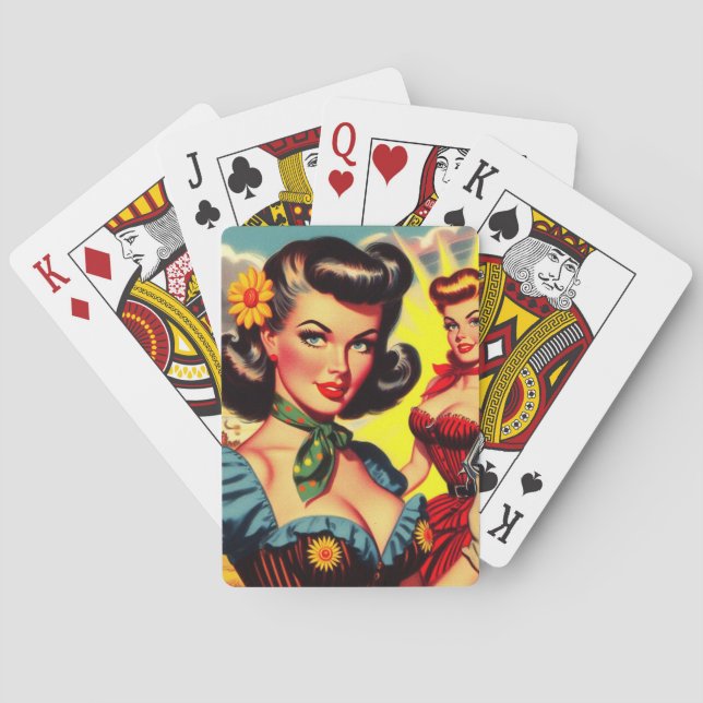 Vintage Pulp Western Girls Playing Cards (Back)