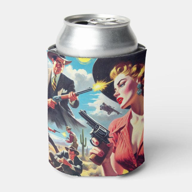 Vintage Pulp Western Illustration Can Cooler (Can Front)
