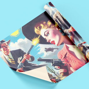 Vintage Pulp Western Illustration Wrapping Paper