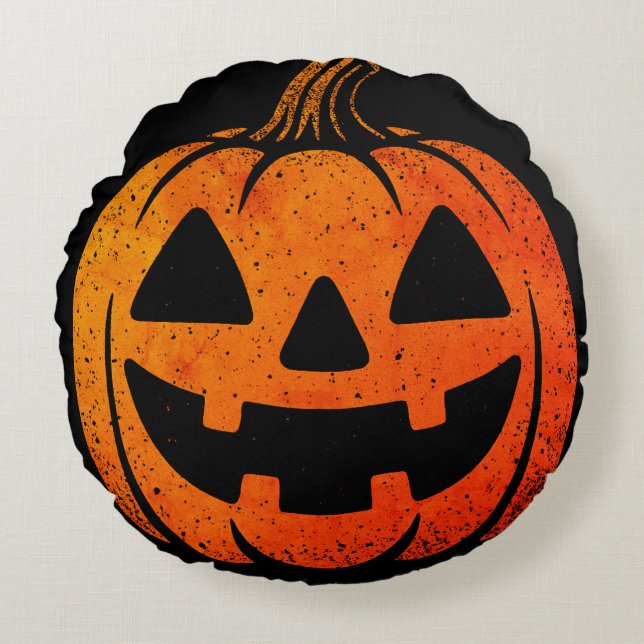 Vintage Pumpkin Accent Pillow – 90s Halloween (Front)