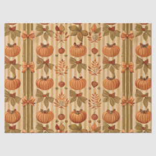 Vintage Pumpkin and Bow Autumn Pattern Tissue Paper