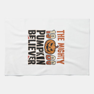 Vintage Pumpkin Believer Halloween Shirt Design_1 Tea Towel