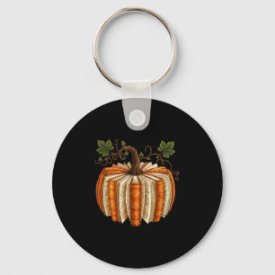 Vintage Pumpkin Books Fall Reading Teacher Key Ring