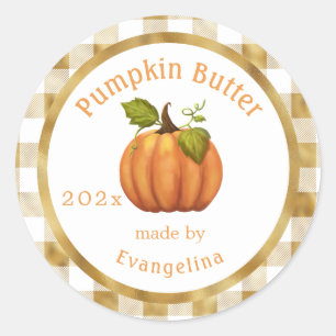 Vintage Pumpkin Butter Personalised Canning Classic Round Sticker