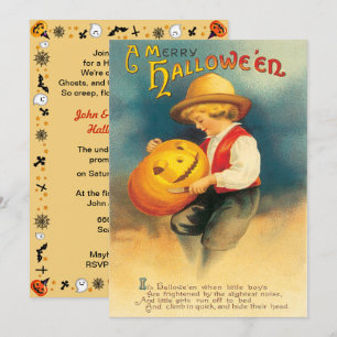 Vintage Pumpkin Carving Halloween Invitation