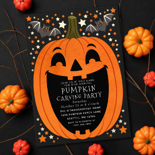 Vintage Pumpkin Carving Party Halloween Invitation