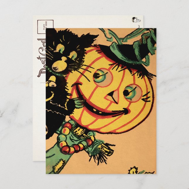 Vintage Pumpkin Decoration Postcard (Front/Back)